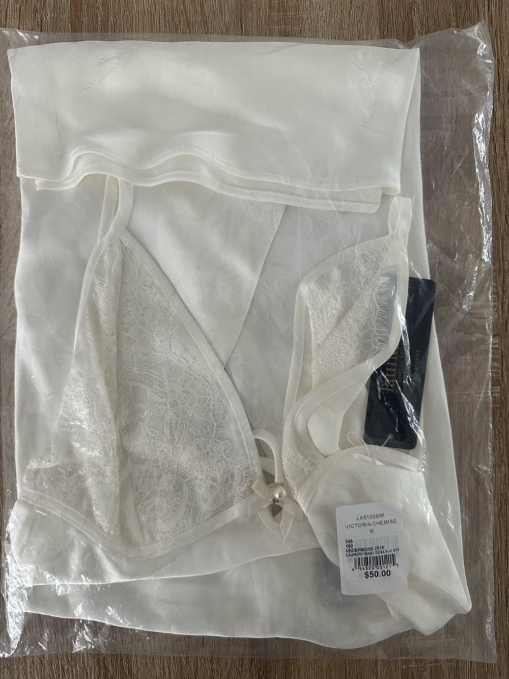 Laundry By Shelli Segal Ivory Lace Chemise with Bralette